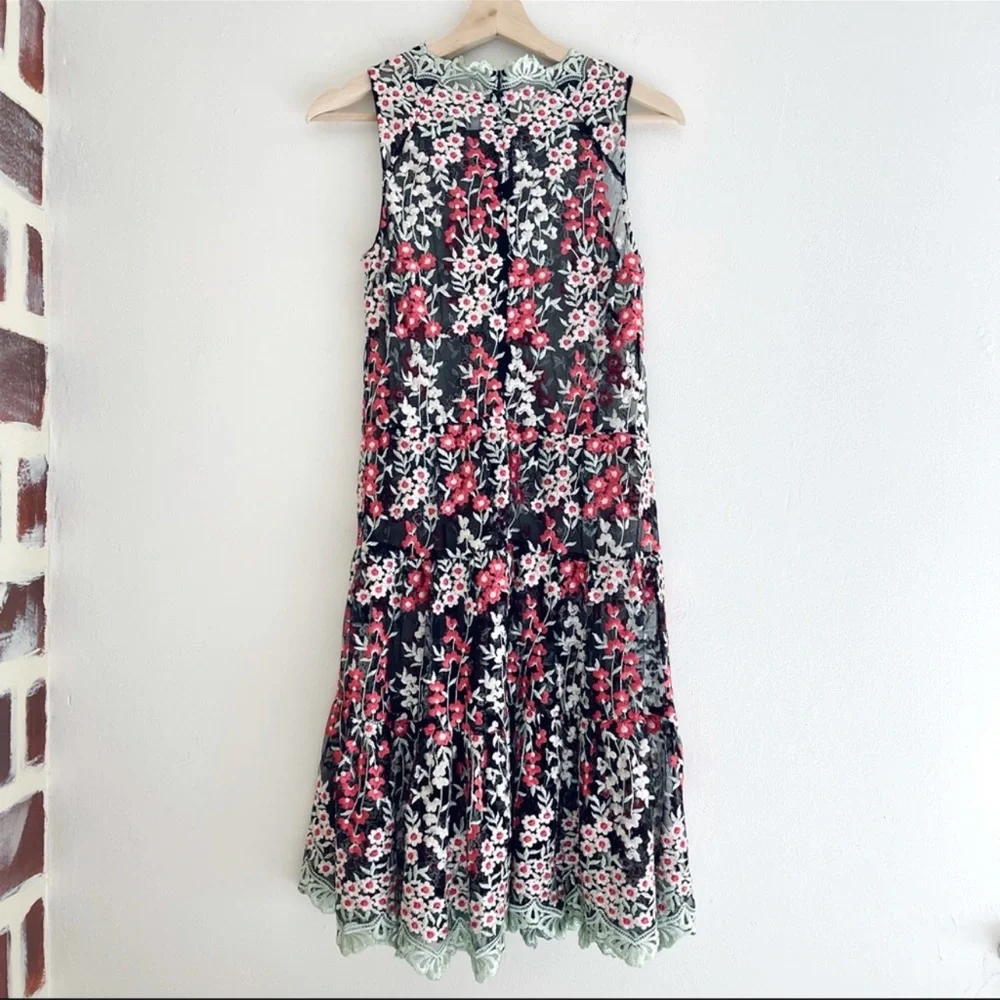 Erin Erin Fetherston Lily Of The Valley Floral Lace Sheer Sleeveless Dress Sz 2 - Picture 2 of 7